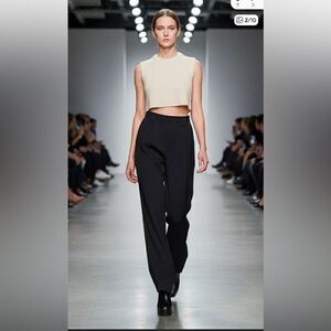 GANNI Black HIGH RISE Wide-Leg satin Trousers 27